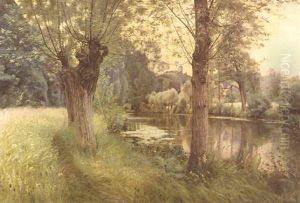Le Soir Sur Les Bords De La Sarthe by Paul Jean Marie Sain