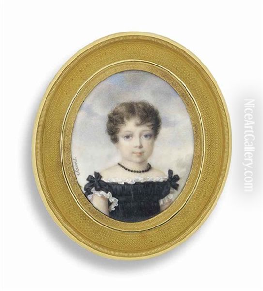 A Child, In Black Dress And Necklace; Sky Background - view 1