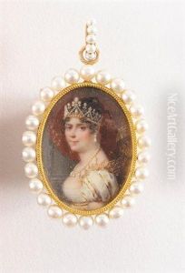Portait De L'imperatrice Josephine Avec Sa Parure De Perles Exceptionnelle Et Rare