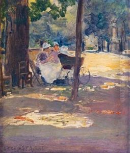Nourrices Dans Un Parc by Charles Leroy Saint-Aubert