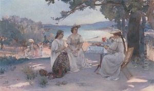Afternoon Tea by Charles Leroy Saint-Aubert