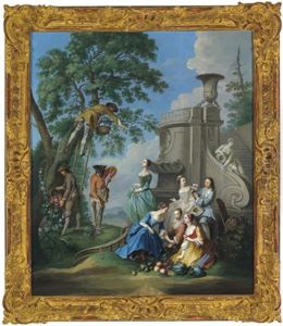 Elegante Gesellschaft Bei Der Obsternte: Allegorie Des Sommers by Gabriel Jacques de Saint-Aubin
