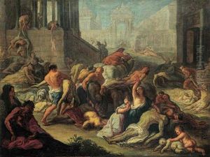 Scene De Peste by Gabriel Jacques de Saint-Aubin