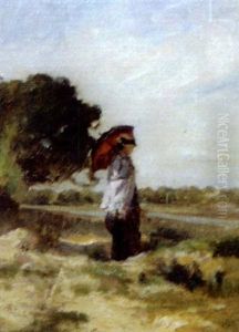 Femme A L'ombrelle Rouge