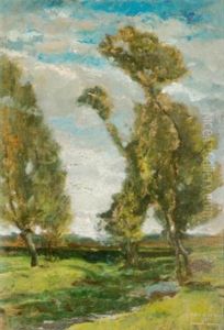 Sommerlandschaft Mit Pappeln