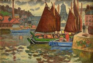 Bateaux A Quai, Honfleur by Henri Lienard De Saint-Delis