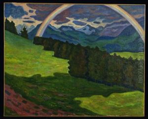Paysage De Montagne A L'arc En Ciel by Henri Lienard De Saint-Delis