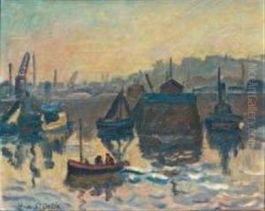Le Port Par Temps Brumeux by Henri Lienard De Saint-Delis
