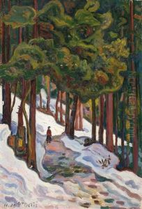 Paysage De La Cote De Grace Sous La Neige by Henri Lienard De Saint-Delis