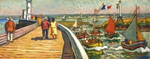 Promenade Sur La Jetee A Honfleur by Henri Lienard De Saint-Delis