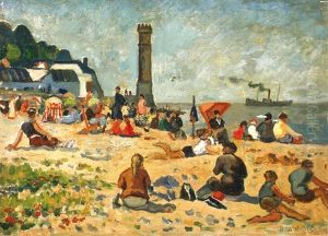 Scene De Plage by Henri Lienard De Saint-Delis