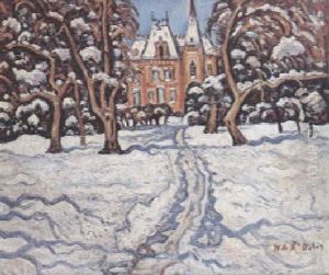Maison Sous La Neige A La Cote De Grace A Honfleur by Henri Lienard De Saint-Delis
