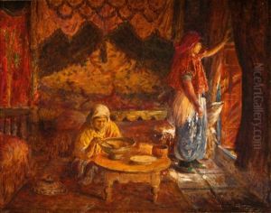 Famille Dans Un Interieur A Tunis by Joseph Saint-Germier