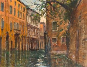 Palazzi An Einem Venezianischen Kanal by Joseph Saint-Germier
