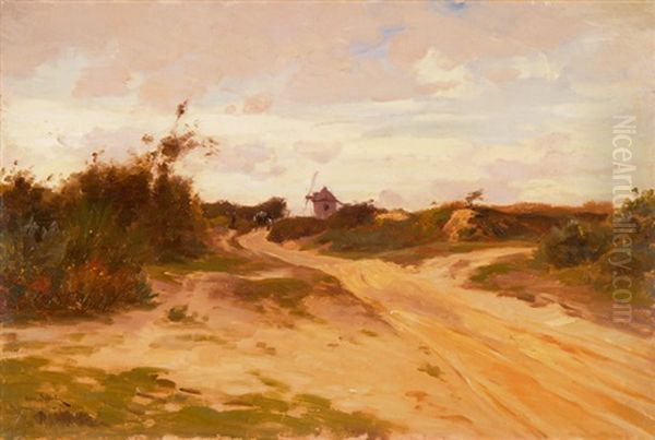 Dunenlandschaft Mit Windmuhle Und Fuhrwerk - view 1