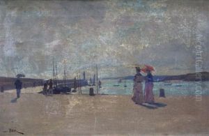 Promeneurs Sur Le Quai by Henri Saintin