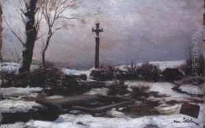 Fontaine Sous La Neige A Magny Lambert by Henri Saintin