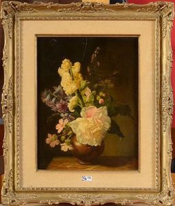 Vase De Fleurs Sur Un Entablement