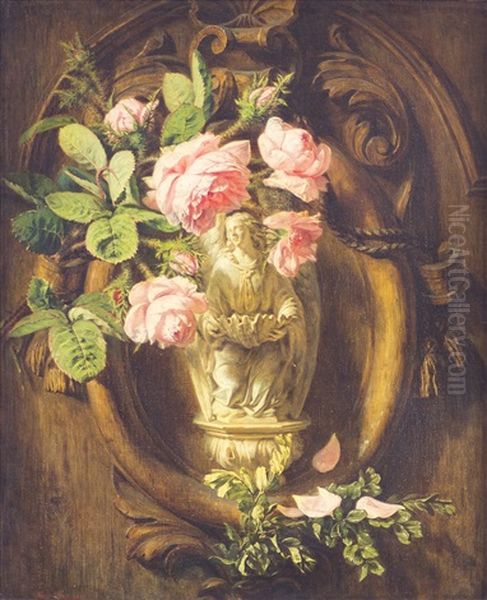 Still Life Of Roses Around A Holy Water Stoop - view 1