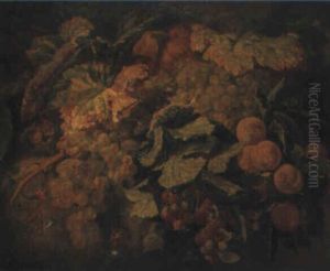 Nature Morte Aux Grappes De Raisins, Peches Et Framboises by Simon Saint-Jean