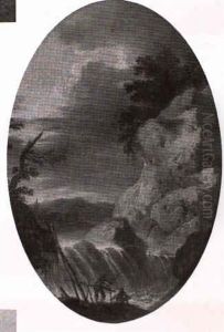 Pecheurs Devant Une Cascade by Richard De Saint-Non