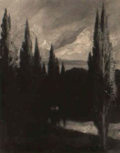 Landscape With Cypress Trees by Edgar de Saint-Pierre de Montzaigle