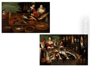 Der Geflugelverkauf (+ Der Fischverkauf; Pair) by Jean-Baptiste de Saive the Younger