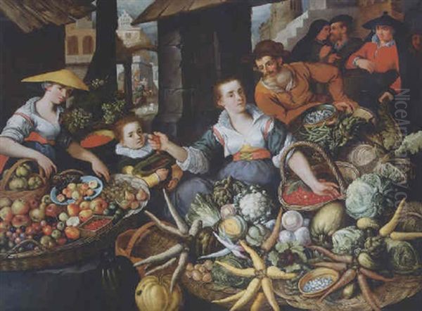 A Fruit And Vegetable Stall In A Town Market - view 1