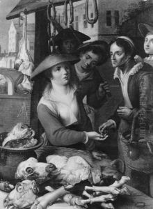 Marktstand Mit Fleischverkauferinnen by Jean-Baptist de Saive