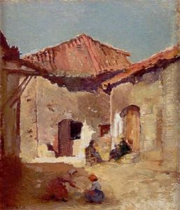 Escena De Pueblo Con Campesinos by Emilio Sala y Frances