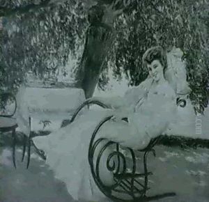Femme Au Rocking-chair Dans Un Jardin by Juan (Jean) Sala Gabriel