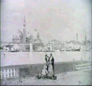 Venezianische Impression: Blick Von Einer Quaibalustrade Uber Einen Kanal Auf Die Stadt by Paolo Sala