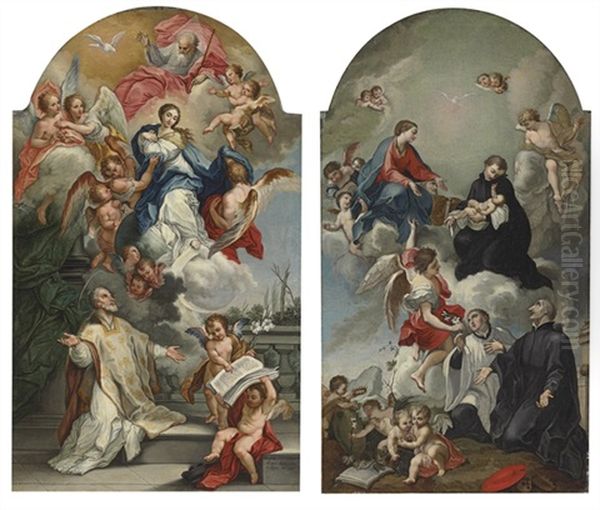 The Vision Of St. Philip Neri (+ The Vision Of Sts. Francs Borgia, Aloysius Gonzaga And Stanislas Kostka; Diptych) - view 1