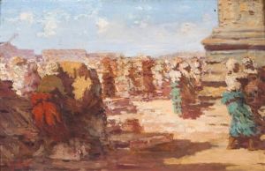 Street View With Figures by Abel Salazar