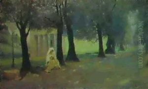 Joven Italiana Teijendo A La Sombra De Los Arboles Junto A La Villa Joven Italiana Teijendo A La Sombra De Los Arboles Junto A La Villa