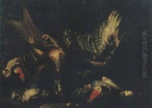 Un Falco, Due Poiane Ed Altra Cacciagione Di Penna En Plein Air