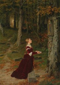 Girl Praying With A Rose Garland