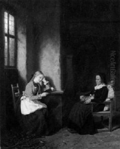 Lesestunde - Junges Madchen Liest Der Grosmutter Aus Einem Buch Vor