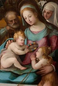 Heilige Familie Mit Dem Johannesknaben Und Der Heiligen Katharina Von Siena by Arcangelo di Leonardo Salimbeni