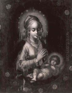 La Vierge Adorant L'enfant Jesus Dans Une Guirlande De Roses by Arcangelo di Leonardo Salimbeni