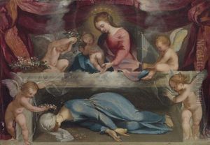 The Madonna And Child With The Martyred Saint Cecilia And Infant Angels