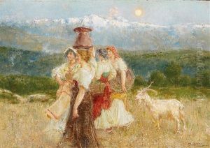 Returning Home From The Fields by Augustin Salinas y Teruel