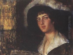 Joven Con Sombrero by Augustin Salinas y Teruel