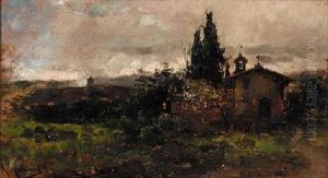 A Chapel In A Spanish Landscape by Augustin Salinas y Teruel