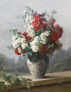 Peonies In Vase by Cecile Bougourd