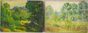 Wooded Landscapes (2 Works) by Paul E. Saling
