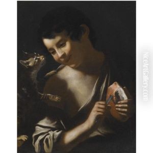 Rome A Boy Eating A Loaf Of Bread With A Cat Rome A Boy Eating A Loaf Of Bread With A Cat