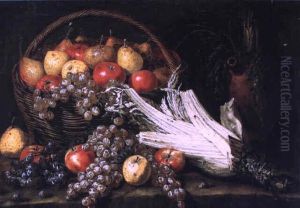 Nature Morte Au Panier De Pommes Et Poires, Celeri Et Raisins by Tommaso Salini