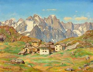 Blick Auf Die Alp Blaunca Mit Der Bondasca Gruppe Im Hintergrund by Carl Albert Von Salis-Soglio