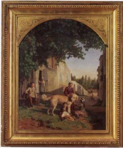Souvenir De Champigny Pres De Paris - Kinder Schmucken Einen Hund Auf Der Strasse
